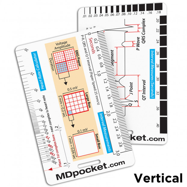 EKG Ruler Vertical Badge ID Card Pocket Reference Guide ECG