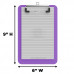 Memo Size 5 x 8 Plastic Clipboard | Lilac