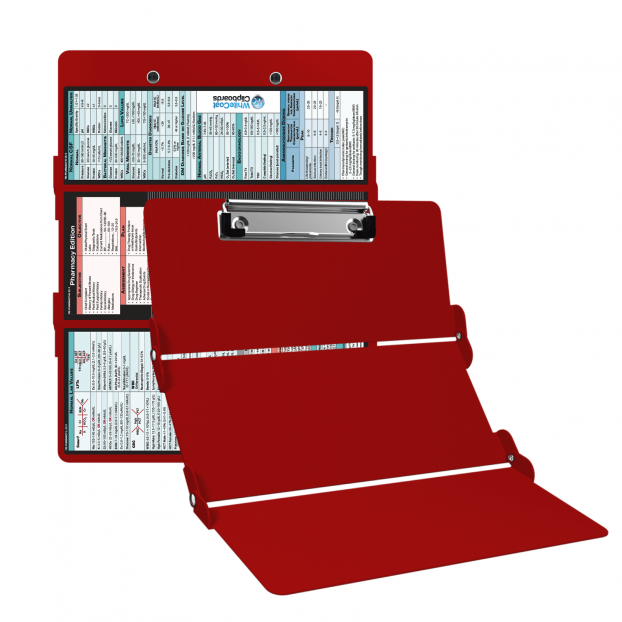 WhiteCoat Clipboard® Trifold - Red Pharmacy Edition