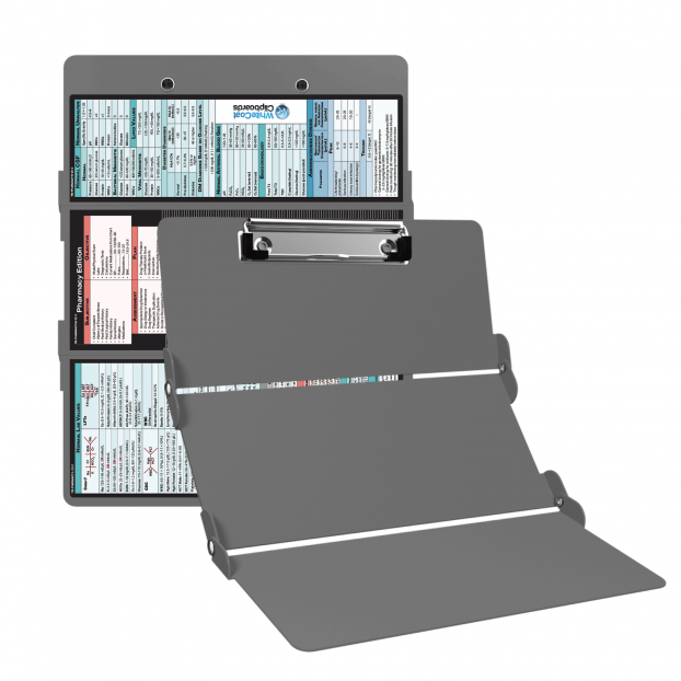 WhiteCoat Clipboard® Trifold- Silver Pharmacy Edition