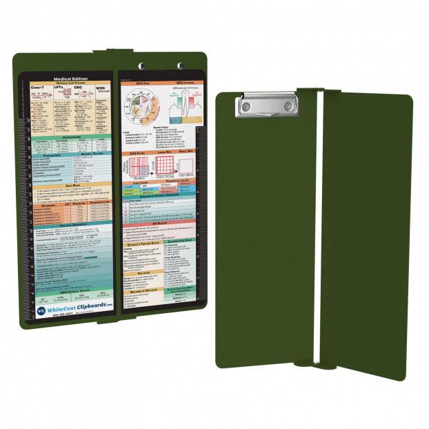 WhiteCoat Clipboard® Vertical - Army Green Medical Edition