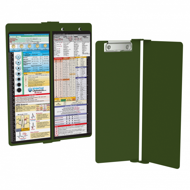 WhiteCoat Clipboard® Vertical - Army Green Nursing Edition
