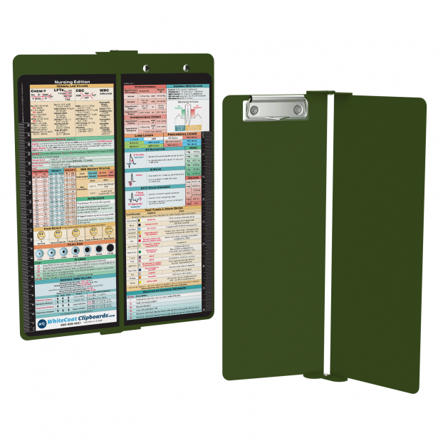 WhiteCoat Clipboard® Vertical - Army Green Nursing Edition