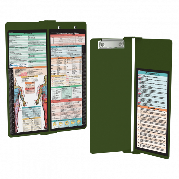 WhiteCoat Clipboard® Vertical - Army Green Occupational Therapy Edition