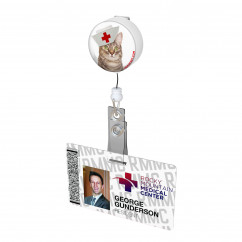Nurse Kitty Button Badge Reel 