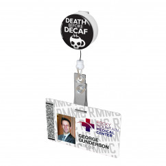 Death Before Decaf Button Badge Reel 