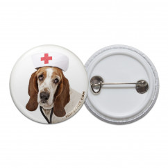 Basset Hound Nurse Pinback Button