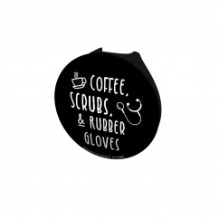 Coffee, Scrubs, & Rubber Gloves Button Stethoscope Button