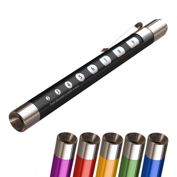 1PCS Reusable LED Medical Penlight Flashlight With Pupil Gauge Pocket Clip Pen  Light Torch Lamp For