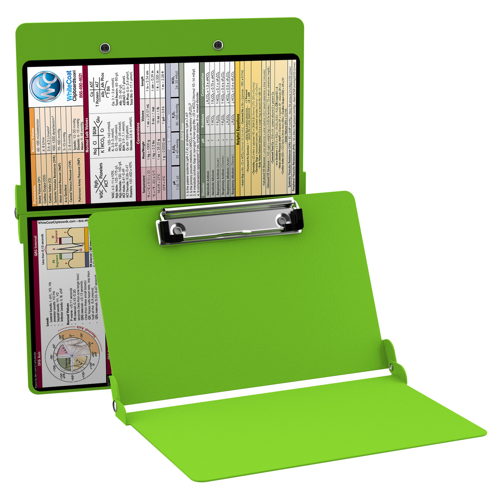 WhiteCoat Clipboard LIME GREEN Metric Medical Edition