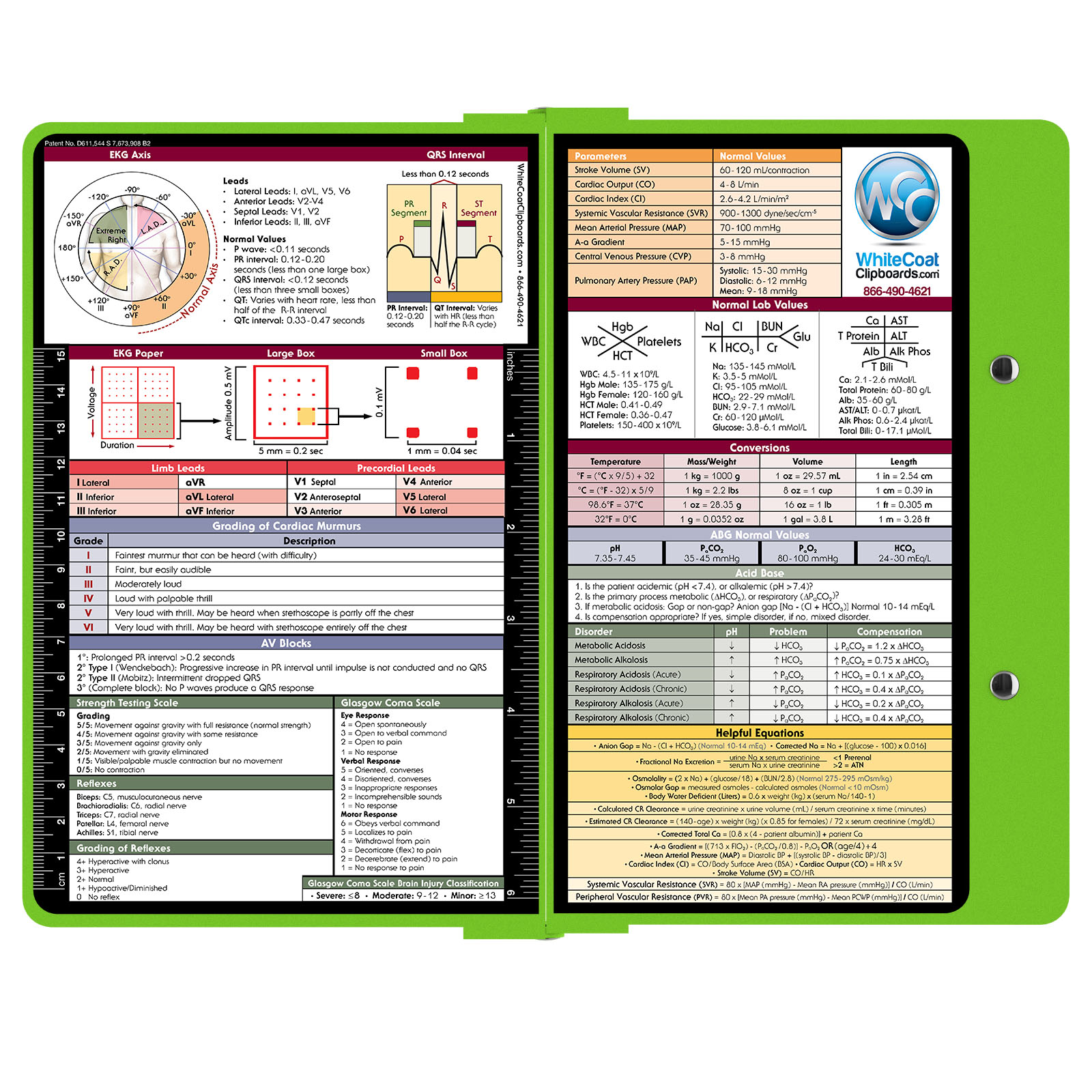 WhiteCoat Clipboard LIME GREEN Metric Medical Edition