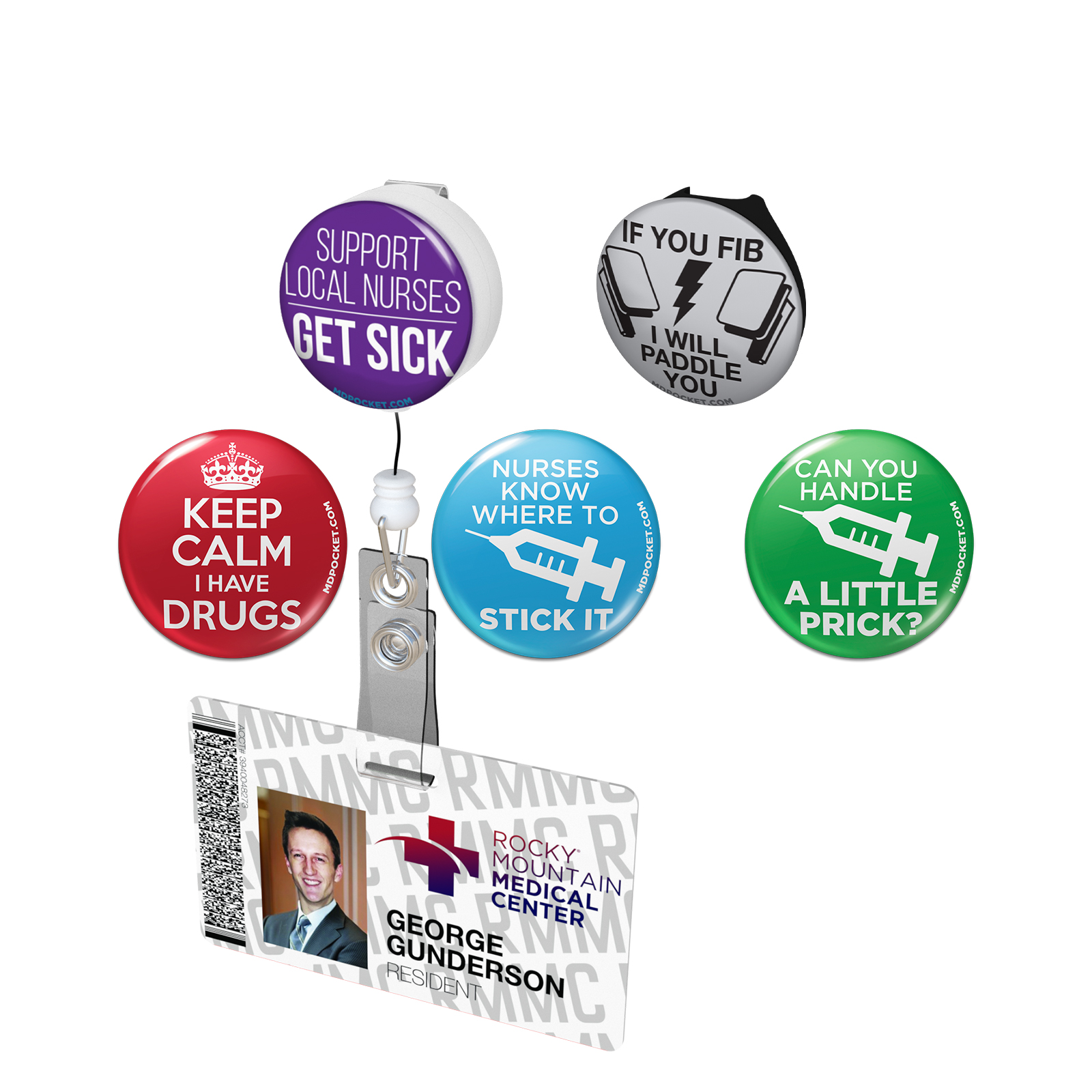 Buy I Deal With Pricks Retractable Badge Reel, Funny Nurse RN